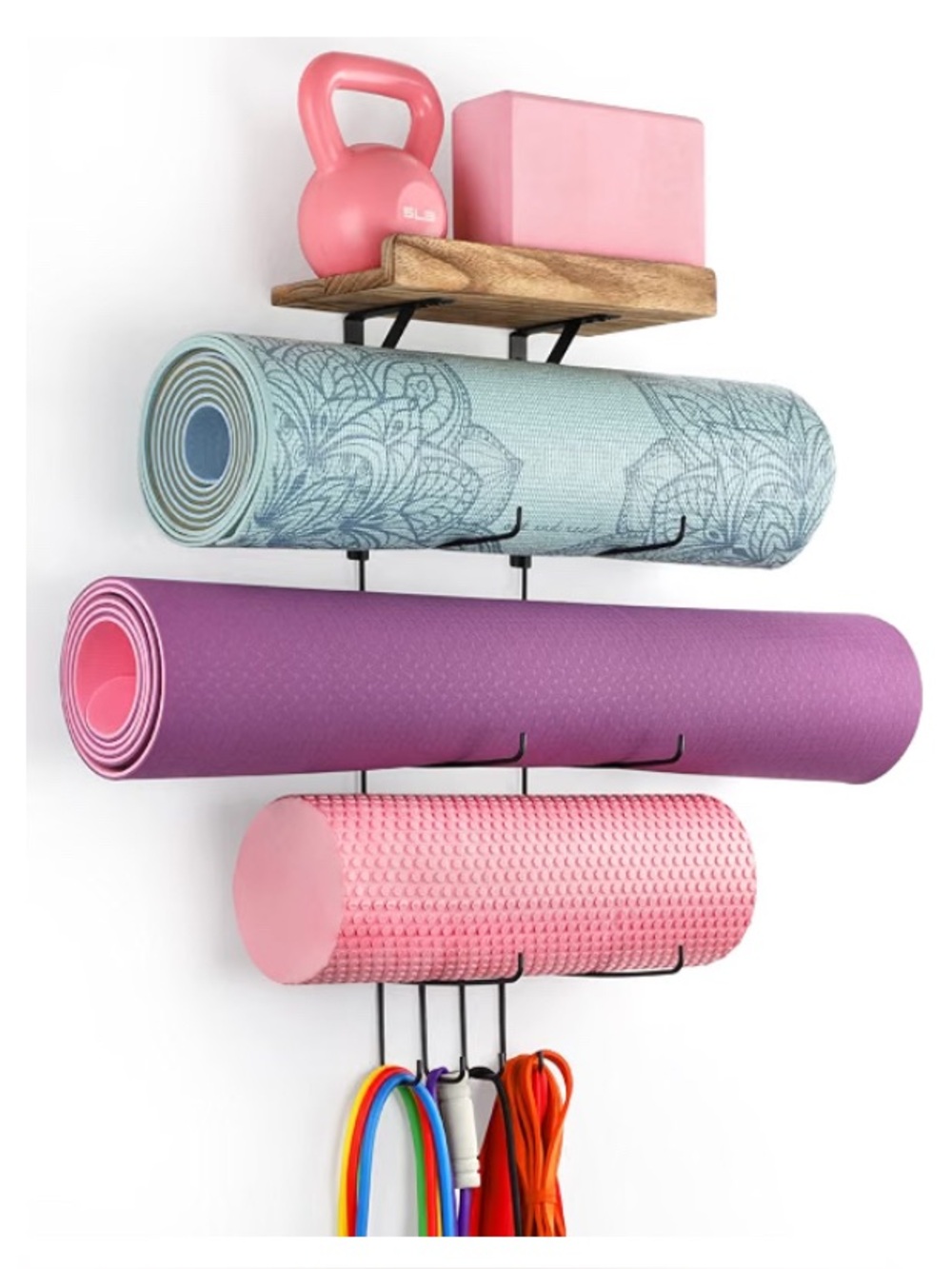 Wall-Mounted Yoga Gear Organizer